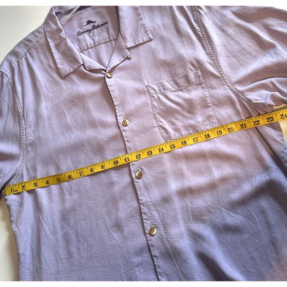 Tommy Bahama Lavender Silk Camp Shirt Mens XL Subtle Tropical Print Button Front - Picture 8 of 9